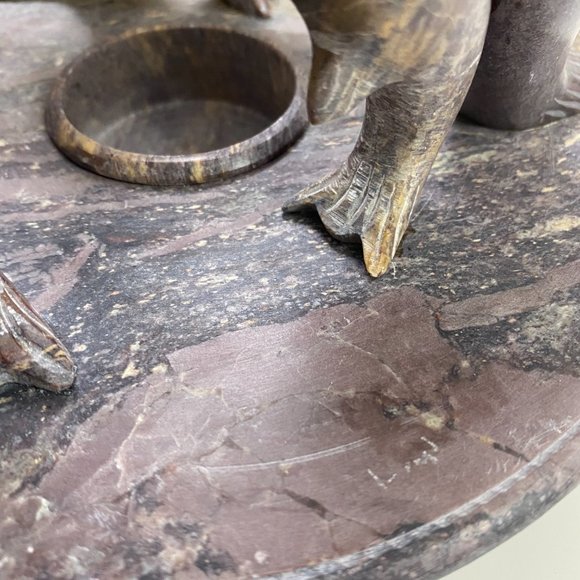 Vintage Marble Tea Light Holder/ Hand Carved Onyx Dolphins - Picture 7 of 11